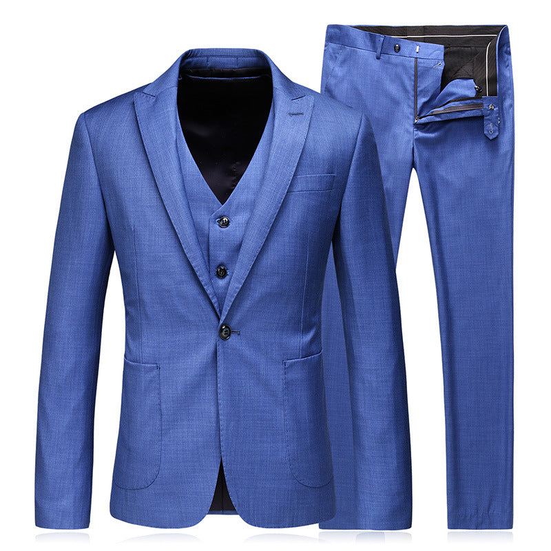 Foreign Trade Men's Suit Men's Three Piece Suit Groom Wedding Dress Thin Business Leisure Slim Fit Suit Trendy 