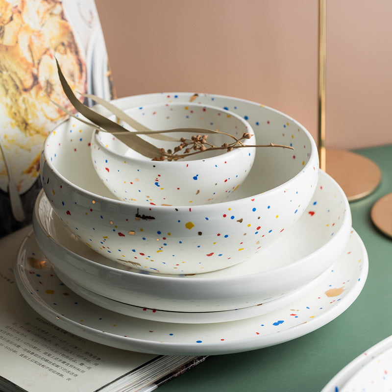Household Simple Ceramic Terrazzo Plate Tableware