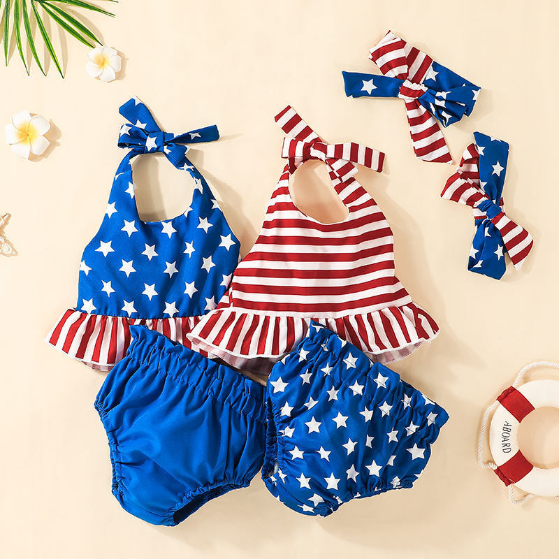 Baby Toddler Striped Festive Sleeveless Bodysuit