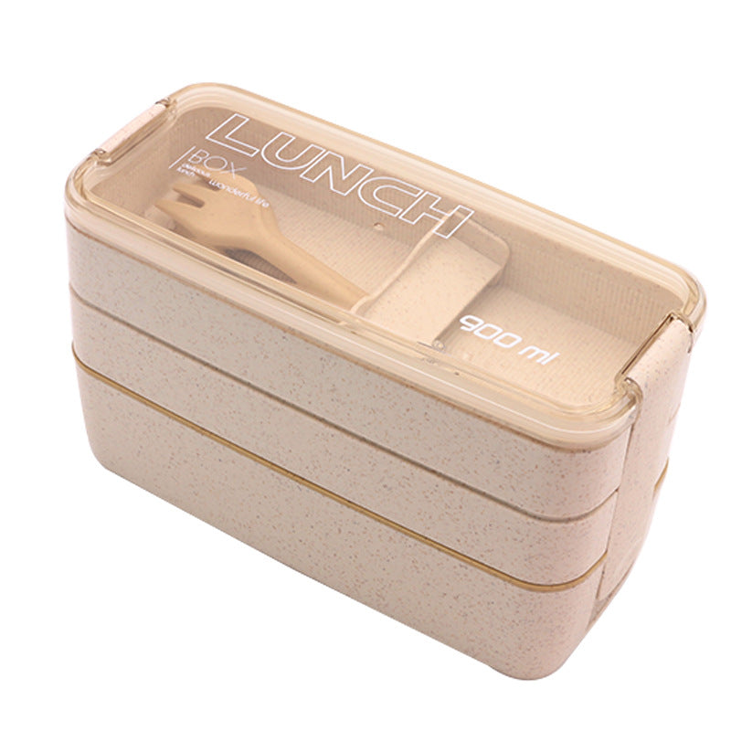 Three-layer Wheat Stalk Separated Bento Lunch Box