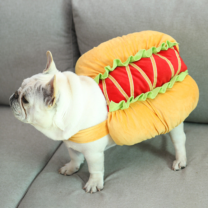 Dog hot dog clothes transformation outfit 
