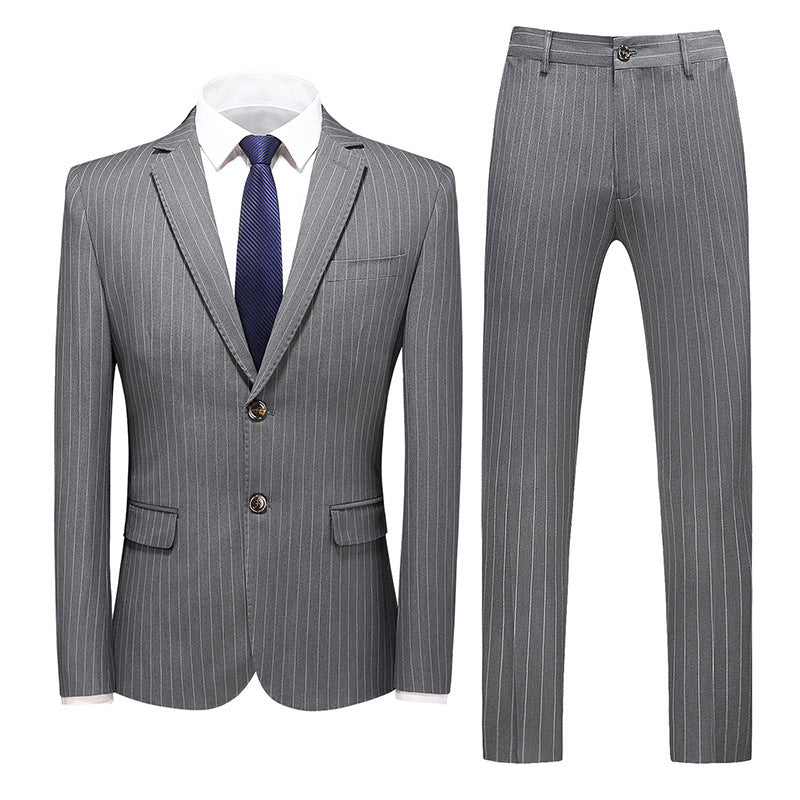 Korean Striped Three-piece Business Suit 