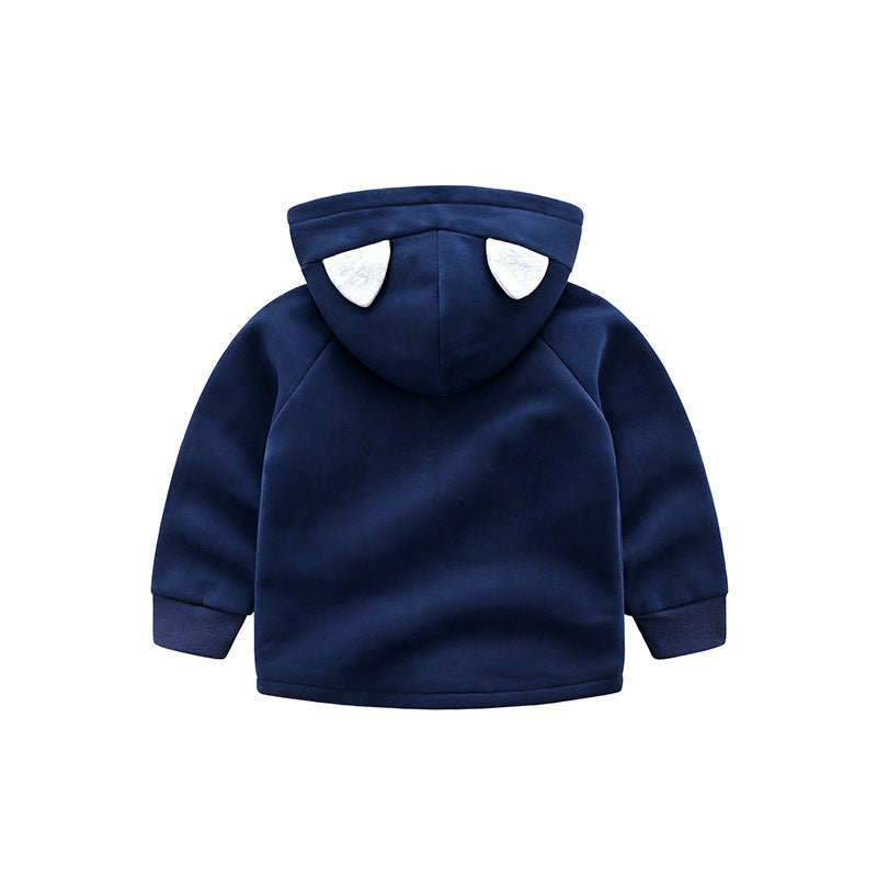 Thicken Children's Hooded Zipper Shirt For Small And Medium-sized