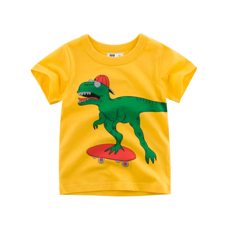 Brand children's clothing wholesale factory direct summer children's short-sleeved T-shirt baby clothes dinosaur pattern