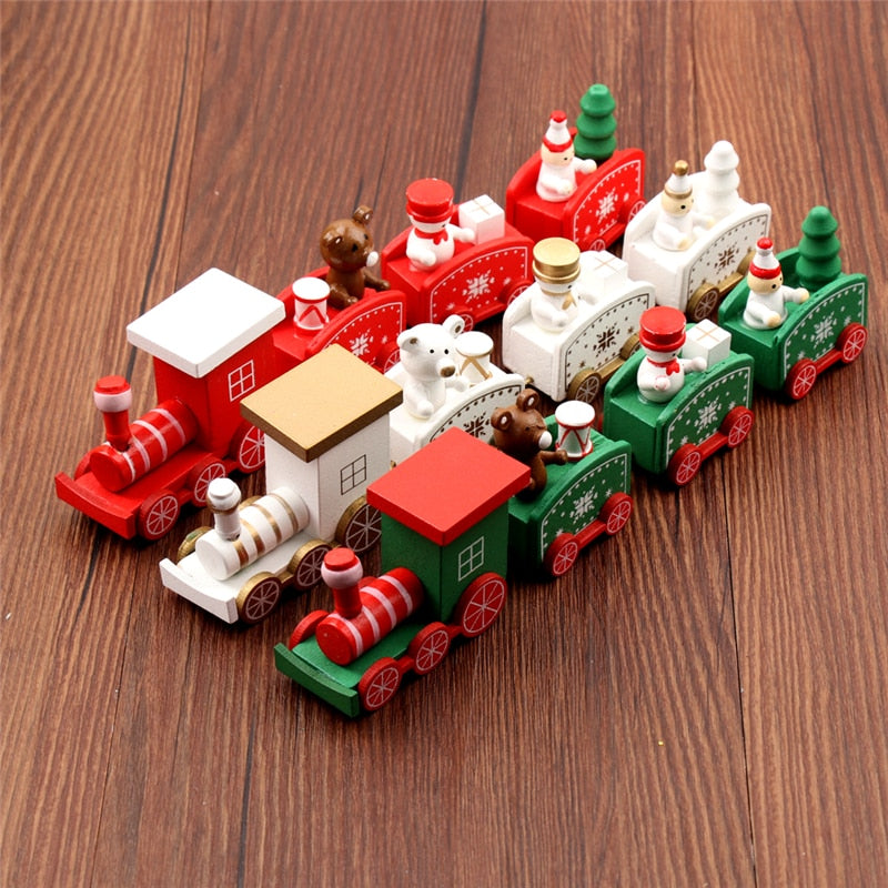 4pcs Mini Wood Train Toys 