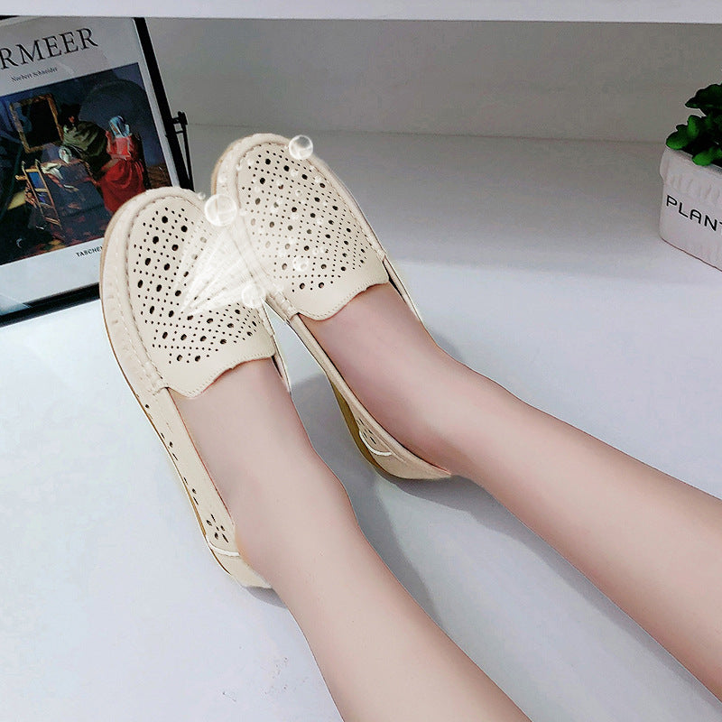 Women Loafers Hollow Out Breathable Anti Slip Flats Shoes 