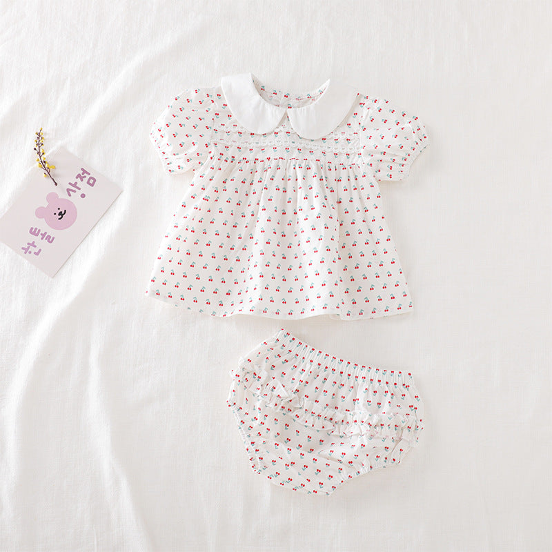 Summer Korean Floral Baby Short Sleeve Two-Piece Suit