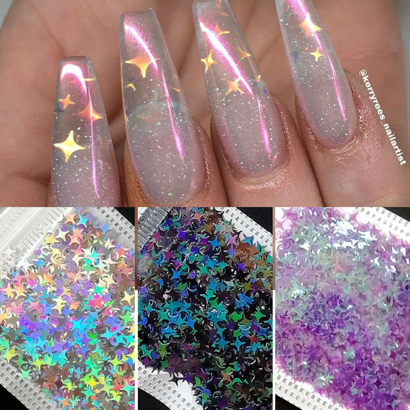 Nail Art Accessories Four-pointed Star Symphony Laser Sequins
