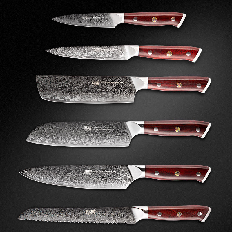 Damascus Six-piece Knife Set Chef's Special Knife 