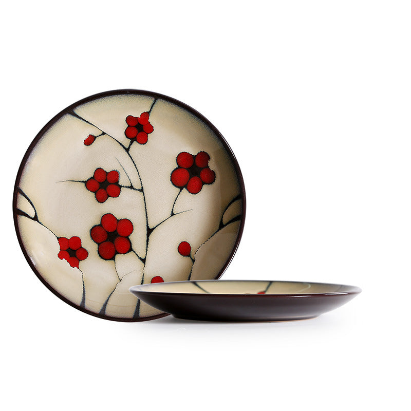 Household Creative Round Personality Hand-Painted Ceramic Plates
