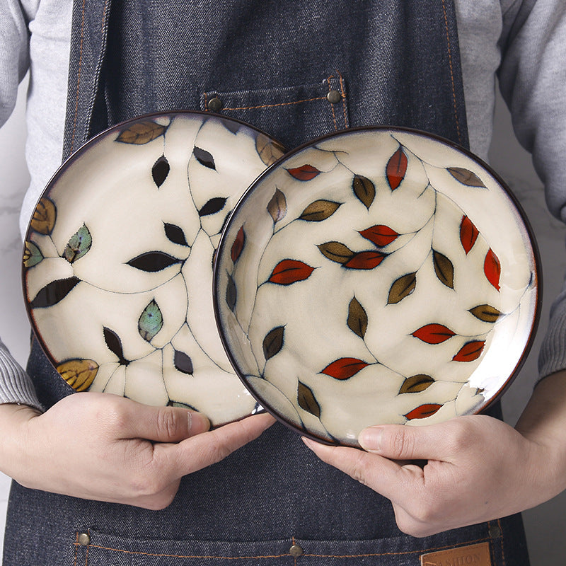 Household Creative Round Personality Hand-Painted Ceramic Plates