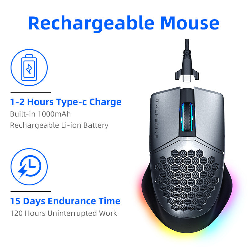 Machenike M8 Gaming Mouse Wireless RGB Mouse Rechargeable