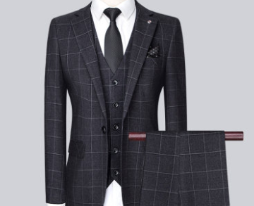 Groom Suit Suit Male Three-Piece Korean Version Of Slim Plaid Suit Business Casual Formal Wear Wedding Dress Best Man 