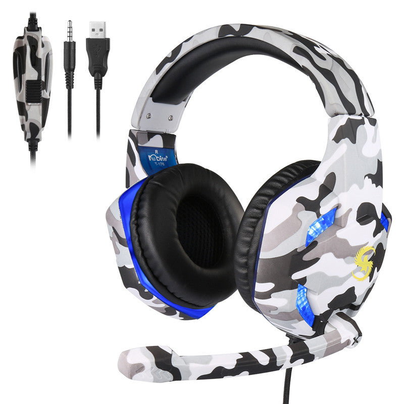 Camouflage Gaming Headset Luminous Headset T-176 Headset Headset Wired Headset Strong Bass