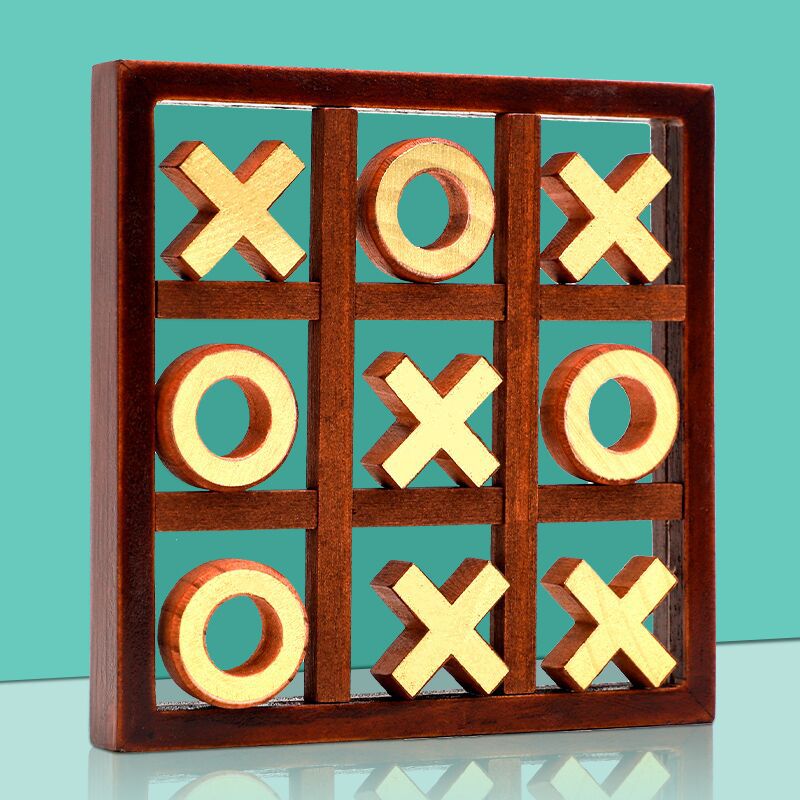 Wooden Chess Board Game - Tic-Tac-Toe Edition 
