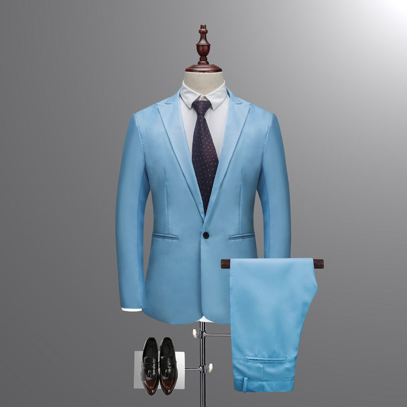 Casual Business Suit Two-piece Korean Style Slim Men's Suit 