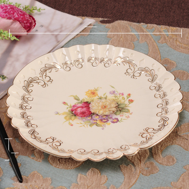 Water-painted Gold-rimmed Tableware Set Plates And Bowls In Bulk