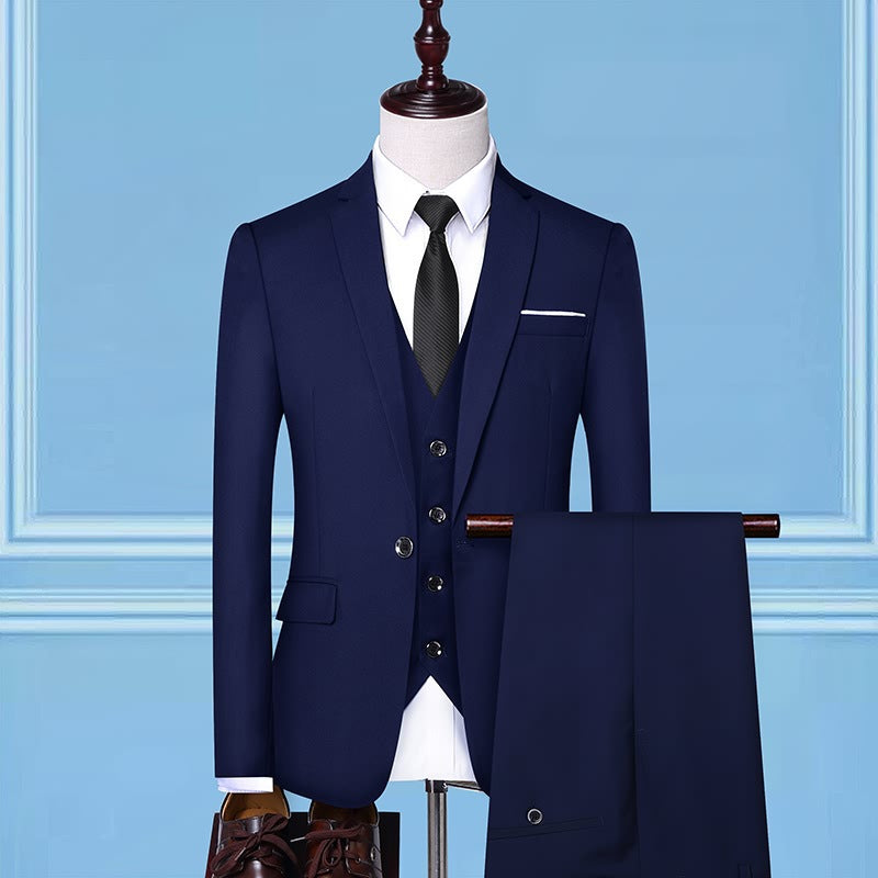 Men's Three-piece Suit Business Casual Korean Professional Formal Wear 