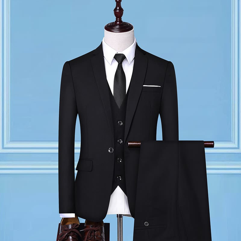 Men's Three-piece Suit Business Casual Korean Professional Formal Wear 