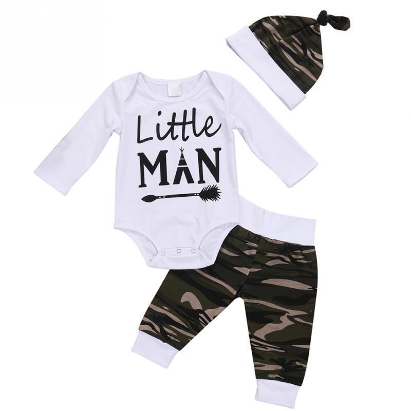 Three-piece Baby Letter Print Long-sleeved Romper Pants And Hat