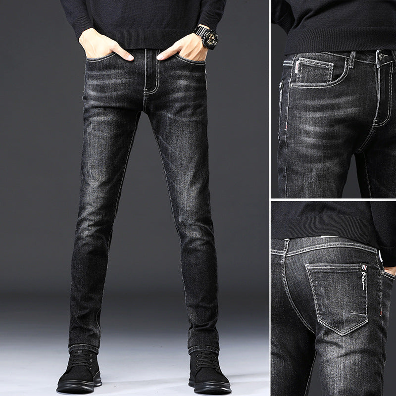 Jeans Men's Slim-Fit Casual Jeans With Small Feet