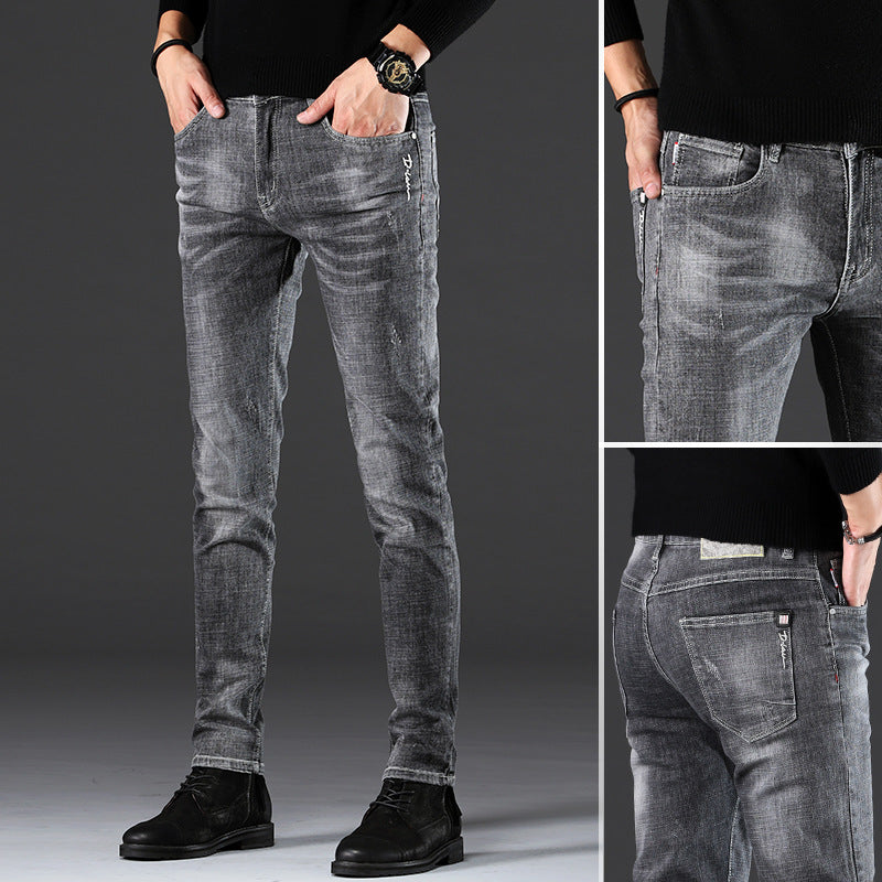 Jeans Men's Slim-Fit Casual Jeans With Small Feet