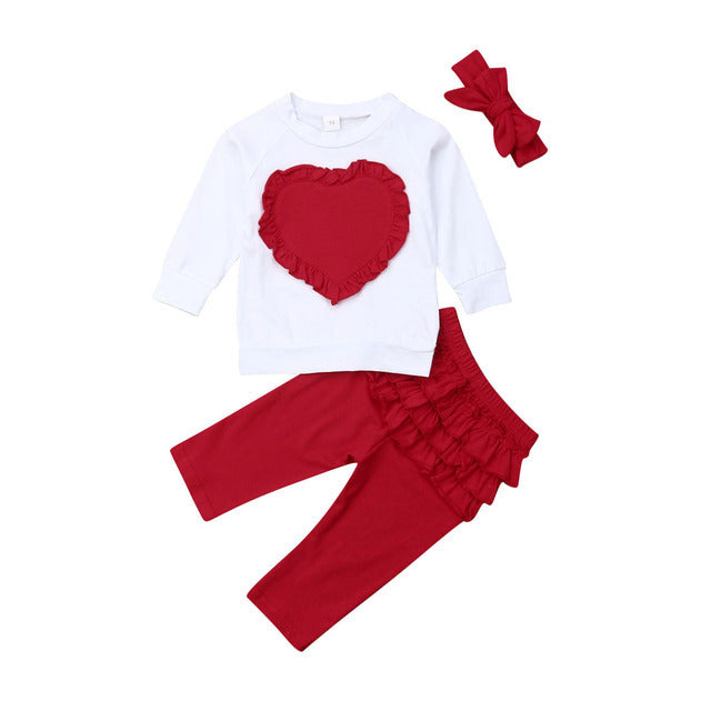 Little Girl Heart-shaped Long-sleeved T-shirt