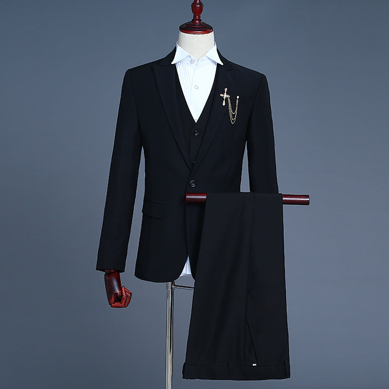 Three-piece Suit Of Men's Groom And Best Man Dress Vest 