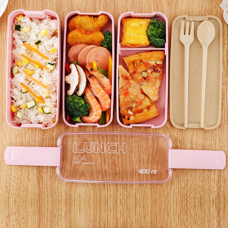 Three-layer Wheat Stalk Separated Bento Lunch Box
