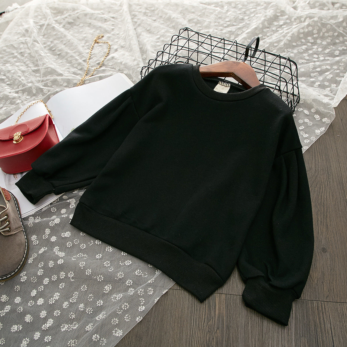 Duck Long Sleeve Sweater Leopard Print Denim Skirt Set
