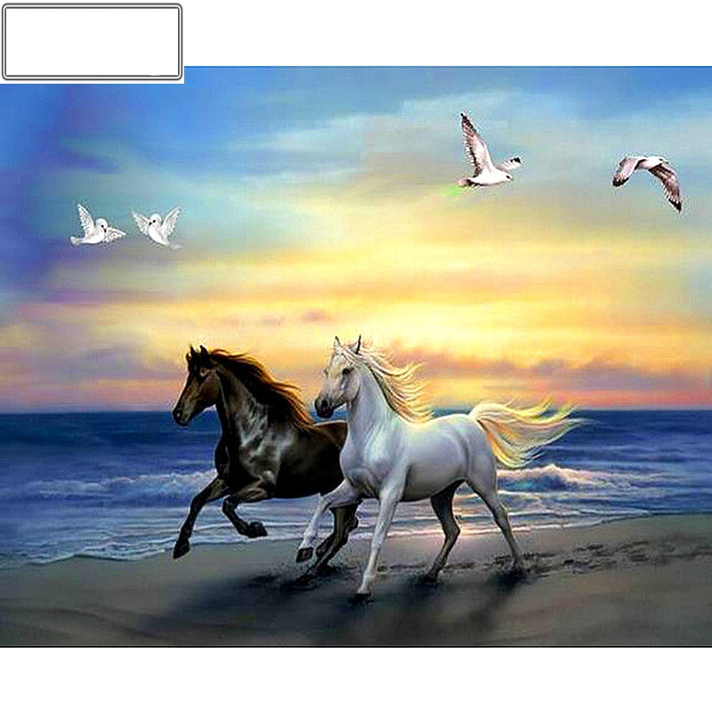 Diamond painting theme "Running Horse", full 5D embroidery