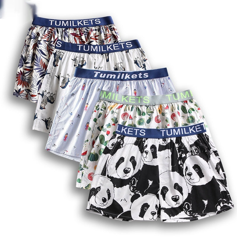 Men's Printed Boxer Shorts Loose Shorts Home Boxer Briefs Cotton 