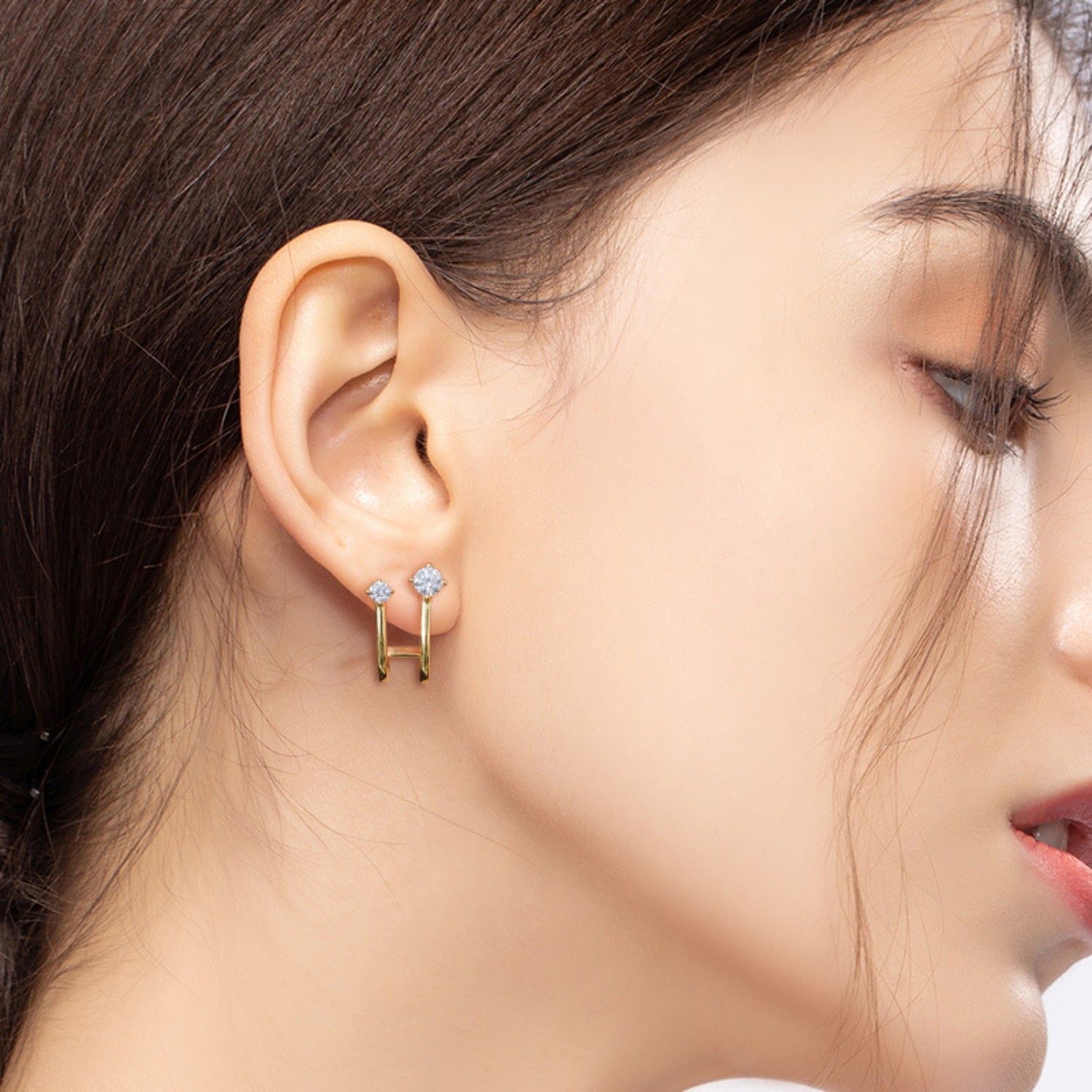 Moissanite 925 Sterling Silver C-Hoop Earrings - Babbazon earrings
