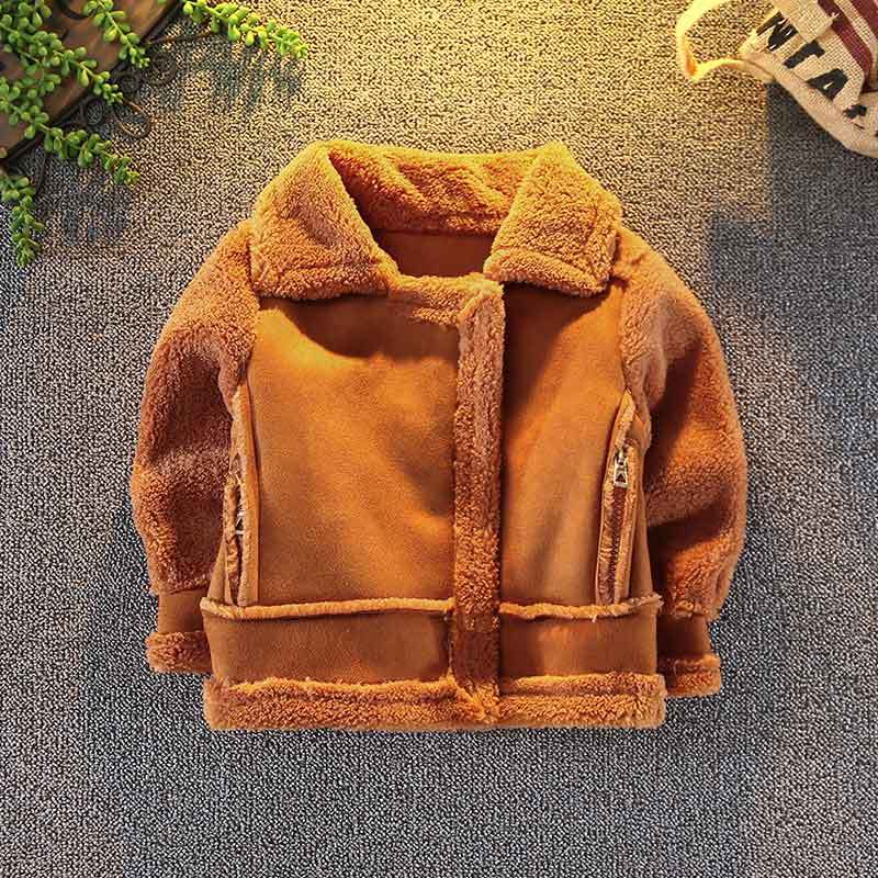 Long-sleeved short brown children's jacket