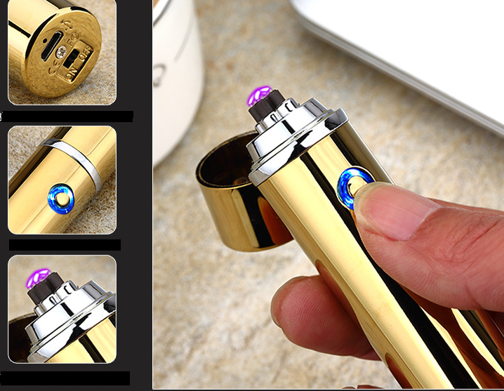 Electric Double Pulse Lighter Pipe USB Lighter Smokeless Windproof Cigarette Cigar Lighters