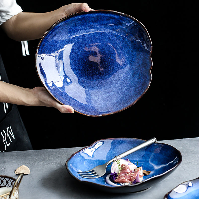 Western dishes household ceramic irregular flat plates