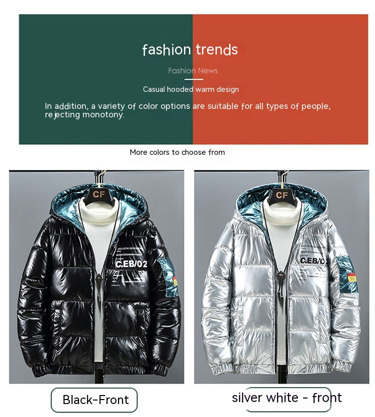 Winter Down Thick Bright Leather Cotton-padded Jacket 