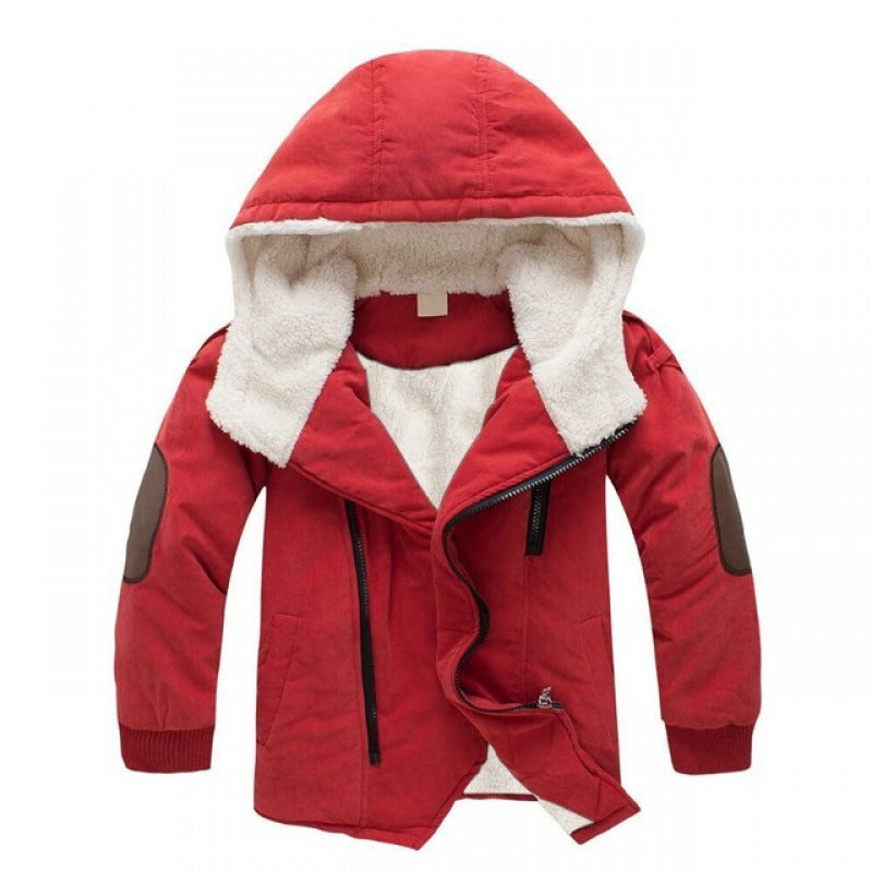 Children's Cotton-padded Jacket Plus Velvet Mid-length Cotton Jacket