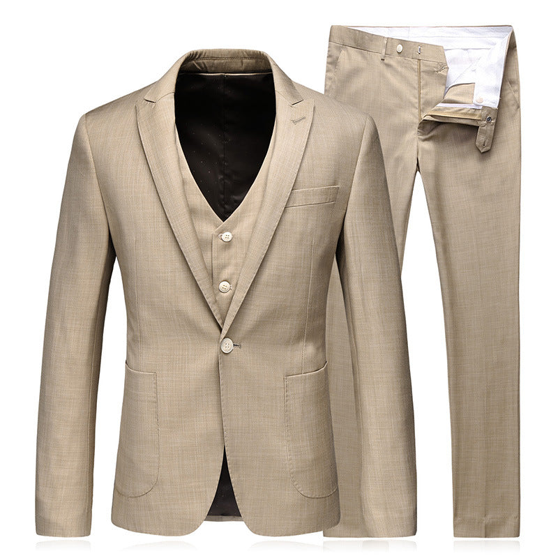 Foreign Trade Men's Suit Men's Three Piece Suit Groom Wedding Dress Thin Business Leisure Slim Fit Suit Trendy 