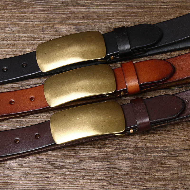 3.3CM Wide And Thick Leather Belt For Men 