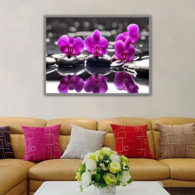 New 5D DIY Purple Orchid Flower Diamond Painting Flower Round Full Diamond Needlework Picture Embroidery Crystal Mosaic