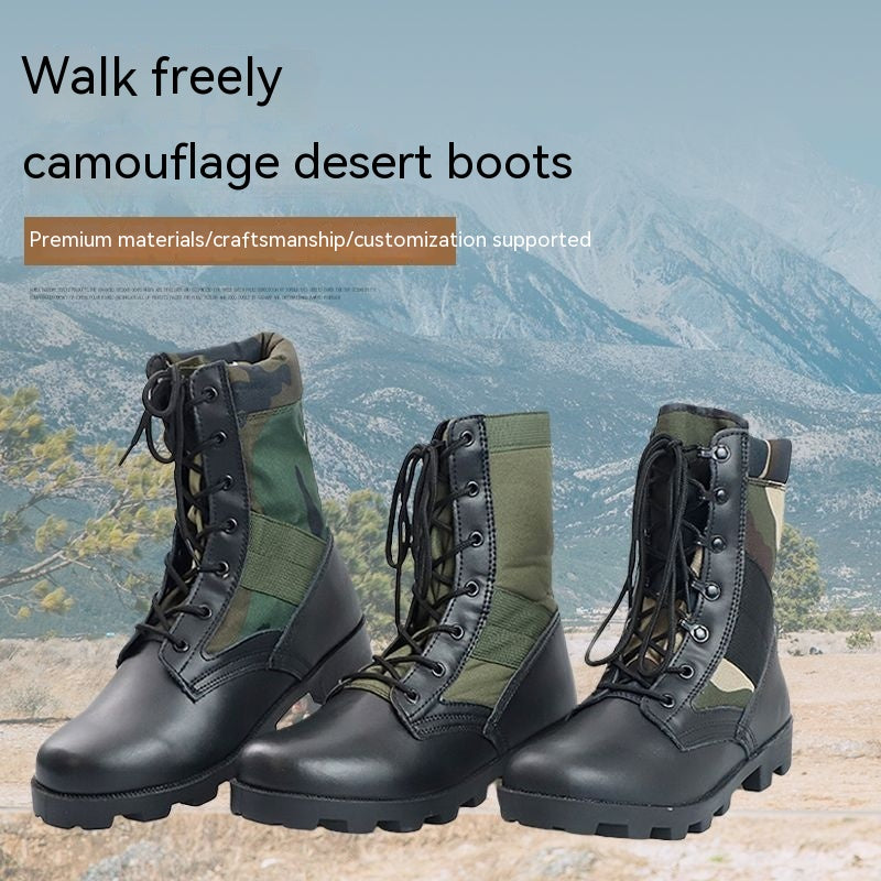 Non-slip Wear-resistant Camouflage Desert Outdoor Hiking Military Boots Combat Men's High-top Combat Boots 