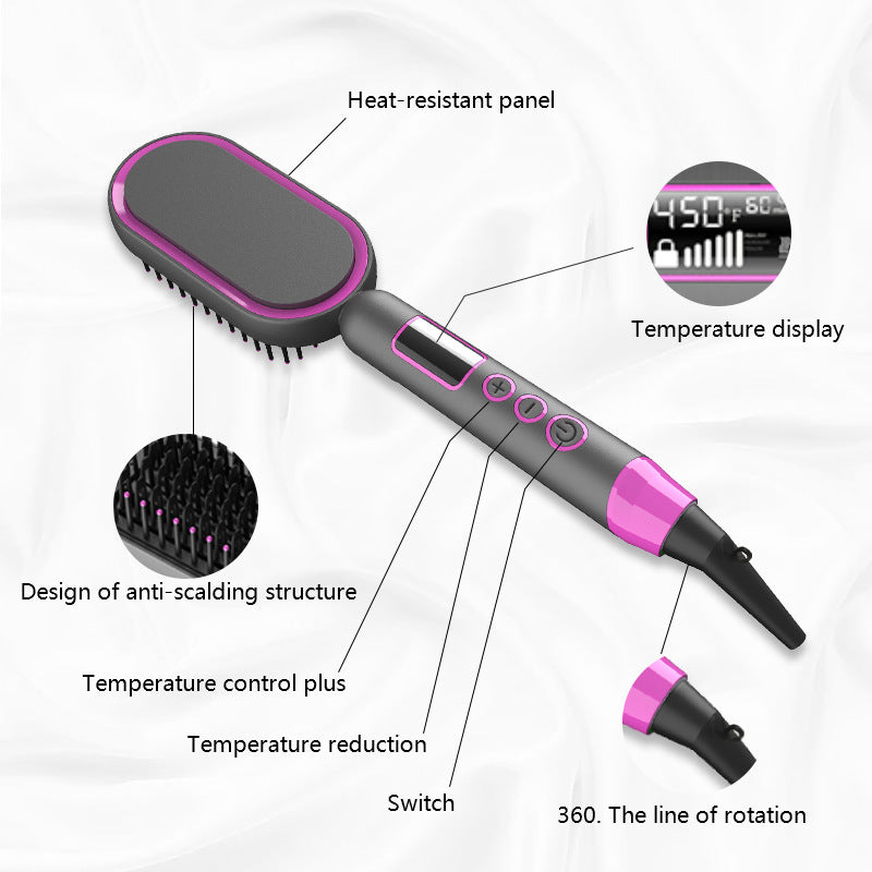 Multifunctional Hot Air Combing And Straight Rolling Dual Purpose Hair Dryer 