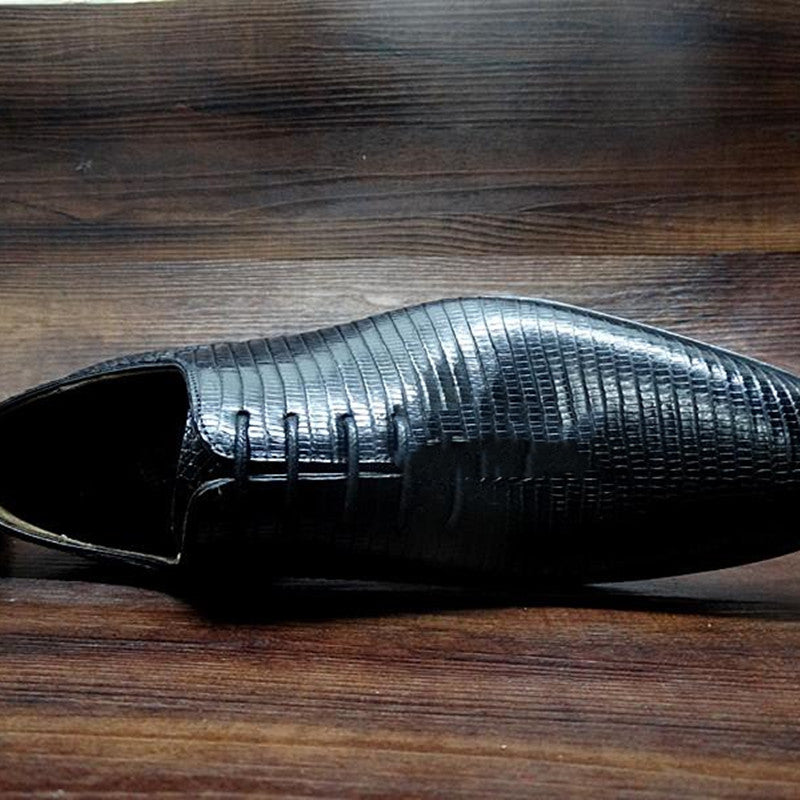 Men's Handmade Pointed Lizard Leather Shoes 