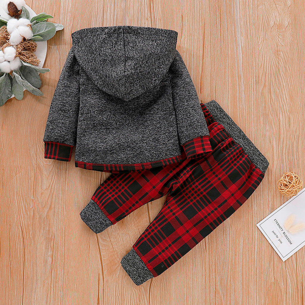 Baby Long Sleeve Plaid Sweater Set