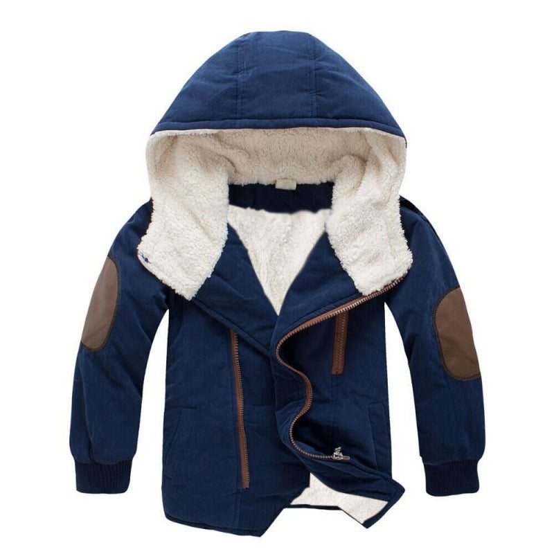 Children's Cotton-padded Jacket Plus Velvet Mid-length Cotton Jacket