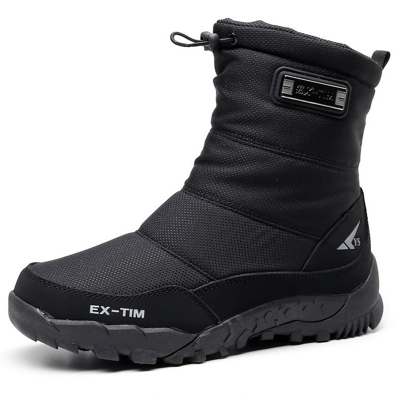 Men's Waterproof Snow Boots Short Ski Boots Fleece-lined Hiking Shoes - Babbazon Boots