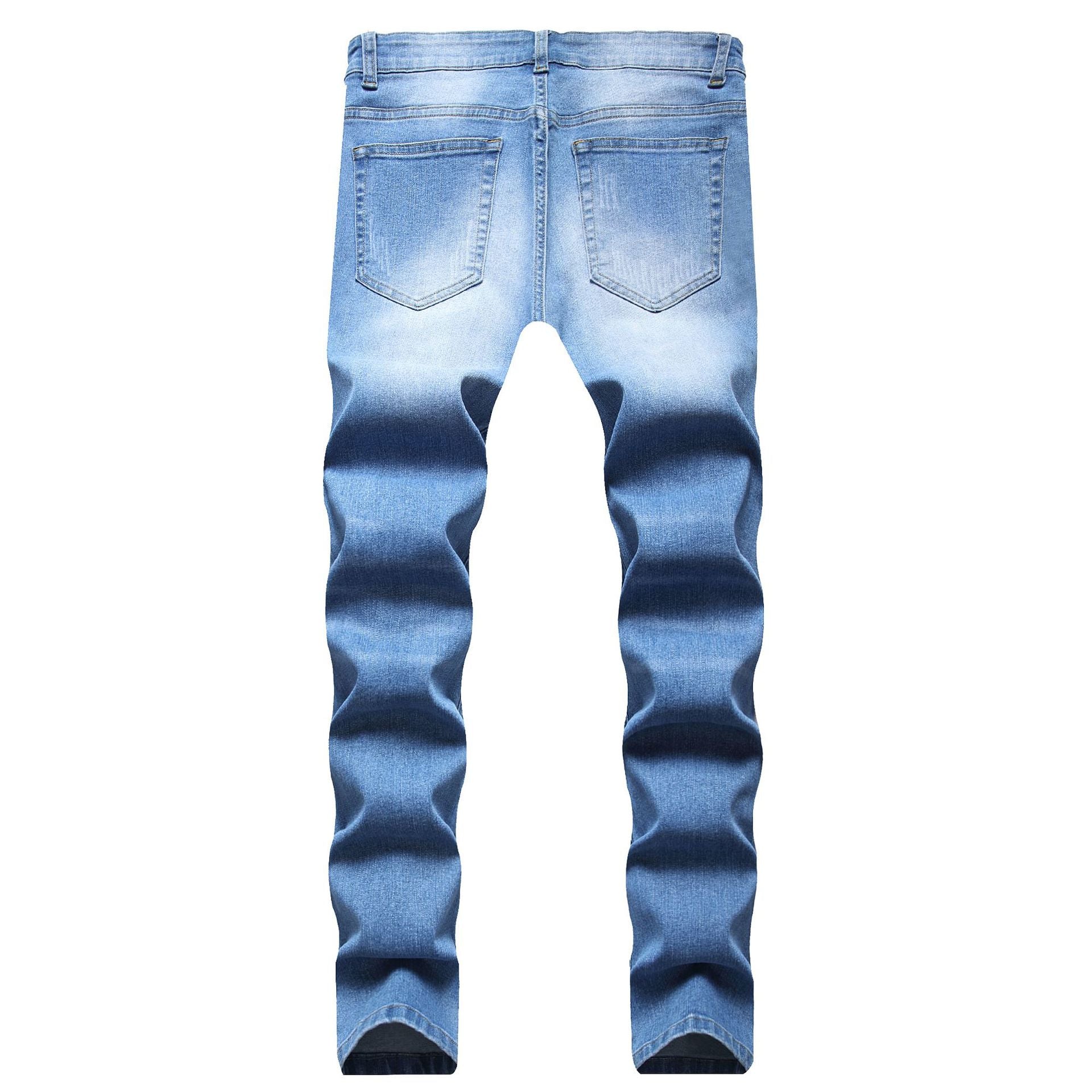 Men's Small Feet Jeans European And American Frayed Casual Slim Jeans