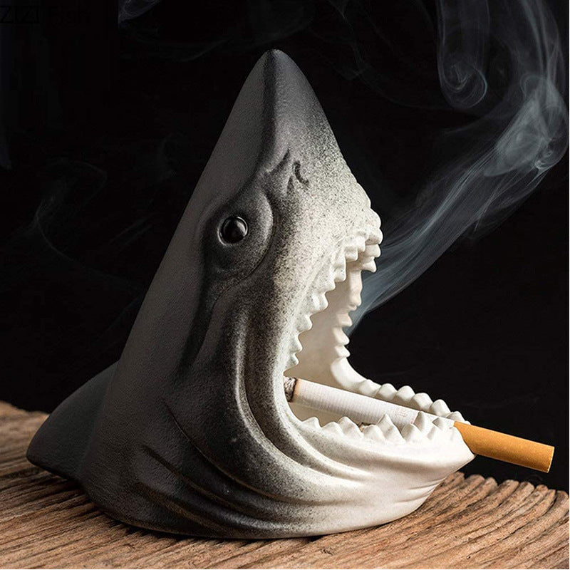 Household Simple Ceramic Shark Ashtray 