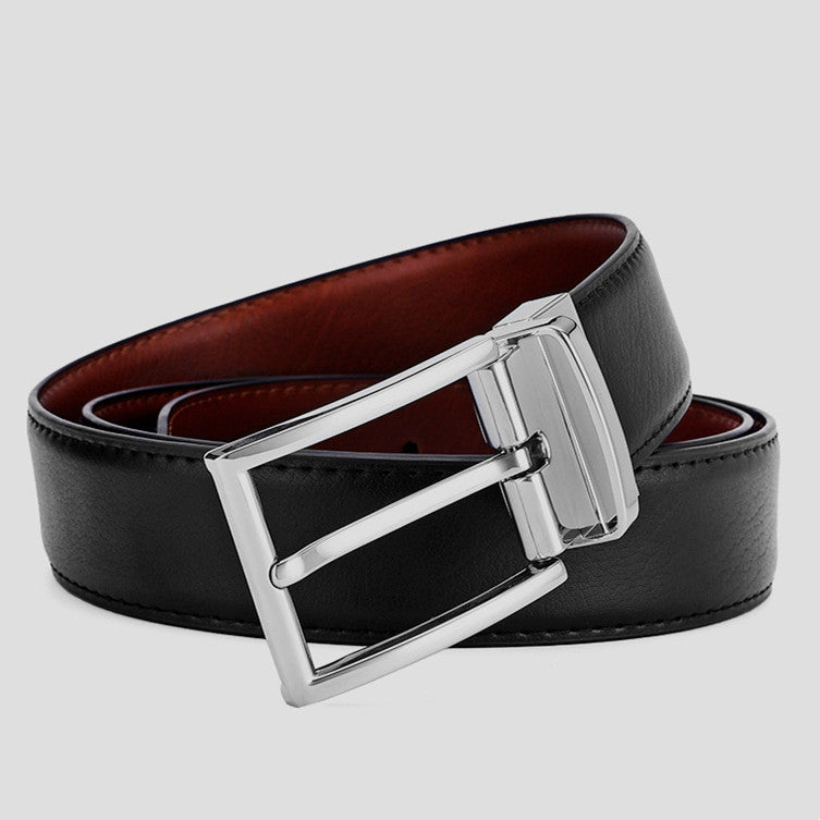 Men's Rotating Pin Buckle Genuine Leather Belt 